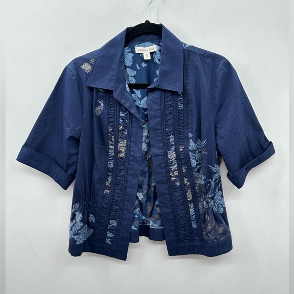 Chicos blue open short sleeve sophisticated coastal grandma classic blazer. 10 - Picture 1 of 11